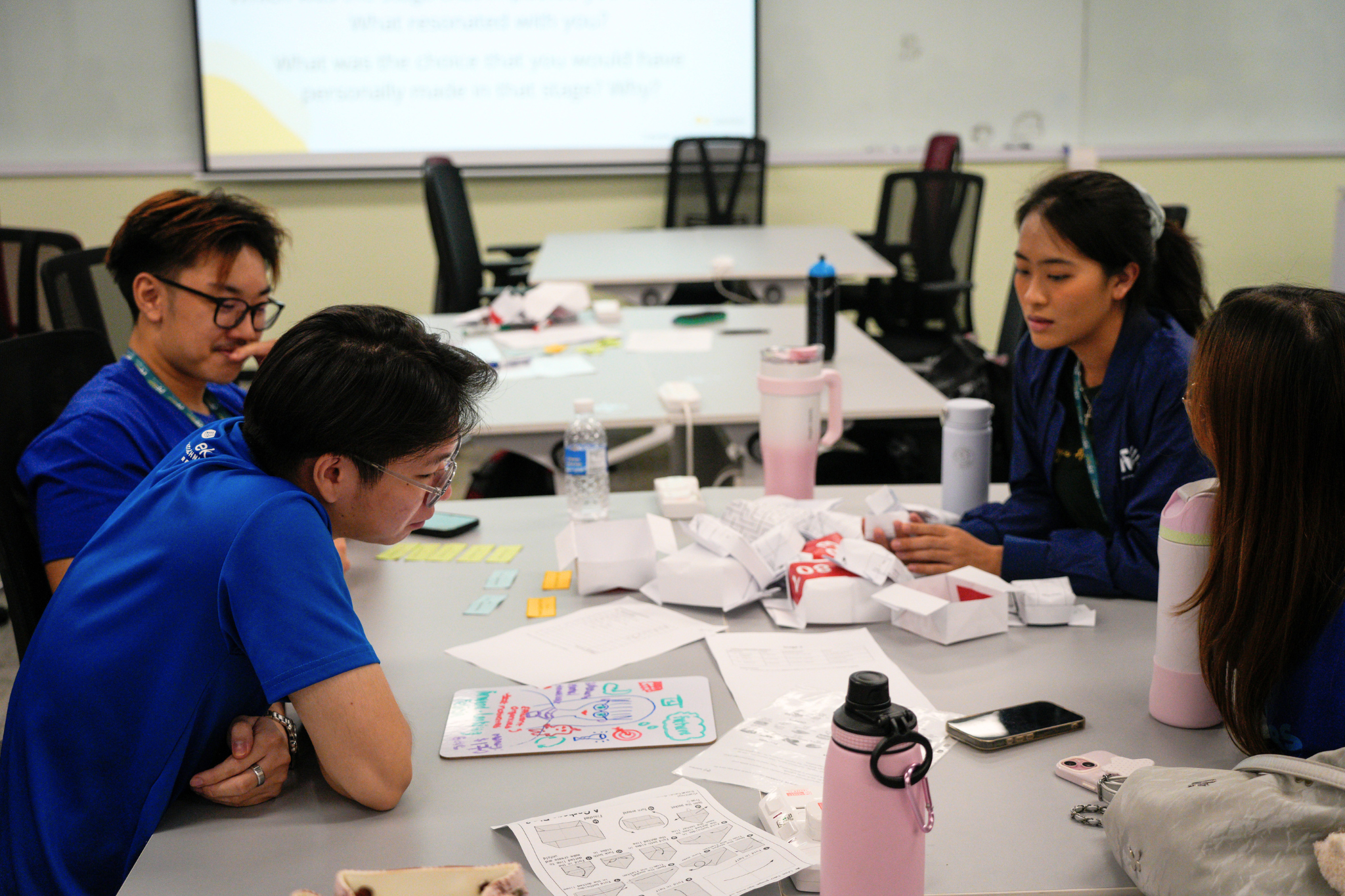 Student delegates participate in a team-based WeHiro simulation.
